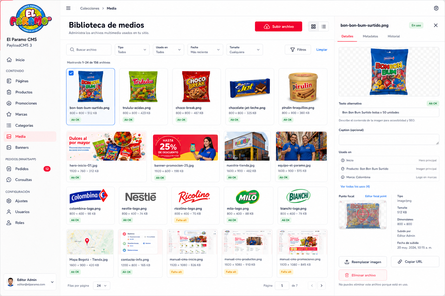Mockup PNG de biblioteca de medios CMS