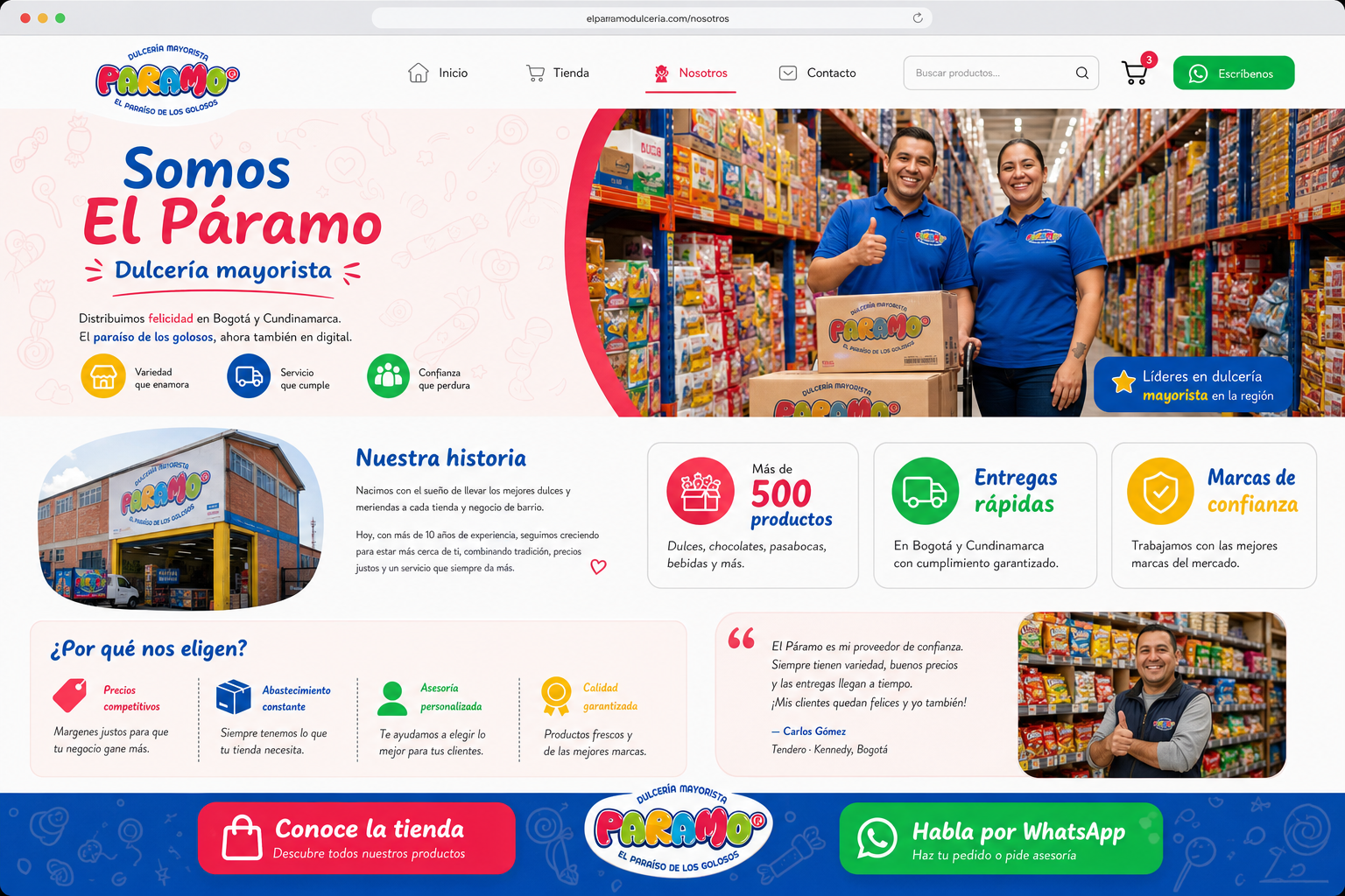 Mockup PNG de la pagina Nosotros de El Paramo
